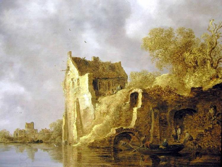 Jan van  Goyen River landscape with a ruin oil painting picture